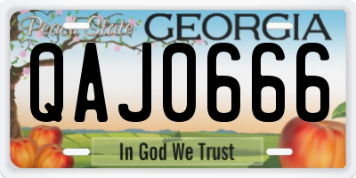 GA license plate QAJ0666