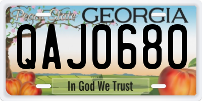 GA license plate QAJ0680