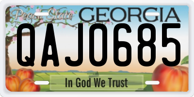 GA license plate QAJ0685