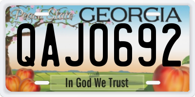 GA license plate QAJ0692