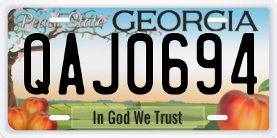 GA license plate QAJ0694