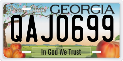 GA license plate QAJ0699
