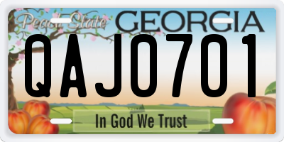 GA license plate QAJ0701