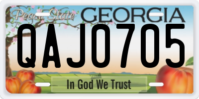 GA license plate QAJ0705