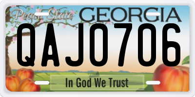 GA license plate QAJ0706