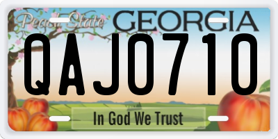 GA license plate QAJ0710