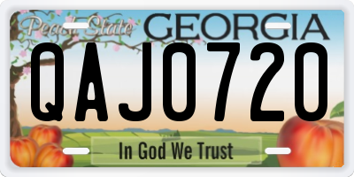 GA license plate QAJ0720