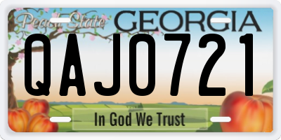 GA license plate QAJ0721