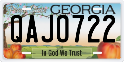 GA license plate QAJ0722