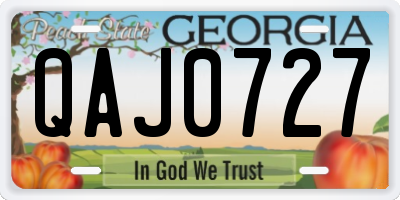 GA license plate QAJ0727