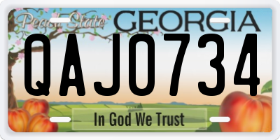 GA license plate QAJ0734