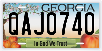 GA license plate QAJ0740