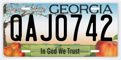 GA license plate QAJ0742