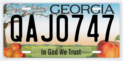 GA license plate QAJ0747