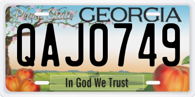 GA license plate QAJ0749