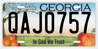 GA license plate QAJ0757