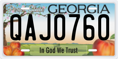 GA license plate QAJ0760