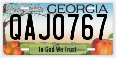 GA license plate QAJ0767