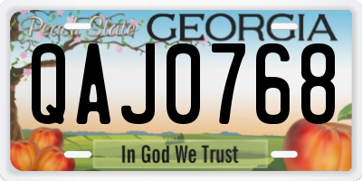GA license plate QAJ0768