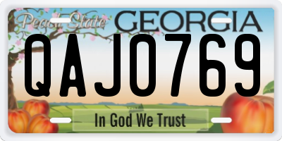 GA license plate QAJ0769