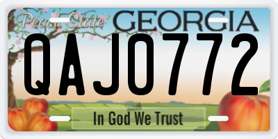 GA license plate QAJ0772