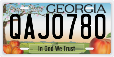 GA license plate QAJ0780