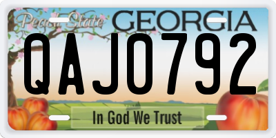 GA license plate QAJ0792