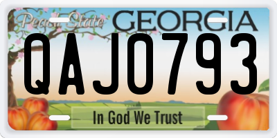 GA license plate QAJ0793