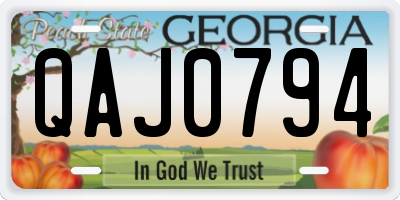 GA license plate QAJ0794