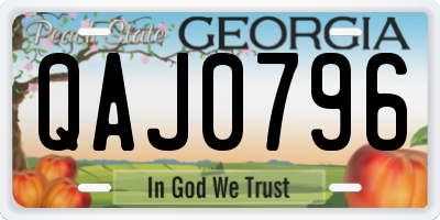GA license plate QAJ0796