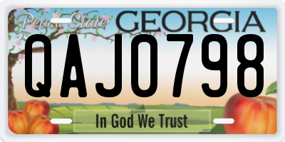 GA license plate QAJ0798
