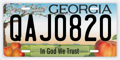 GA license plate QAJ0820