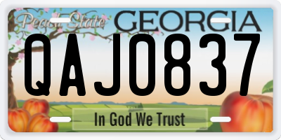GA license plate QAJ0837