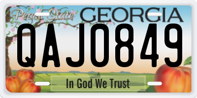 GA license plate QAJ0849