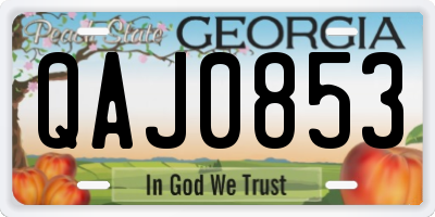 GA license plate QAJ0853
