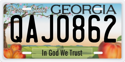 GA license plate QAJ0862