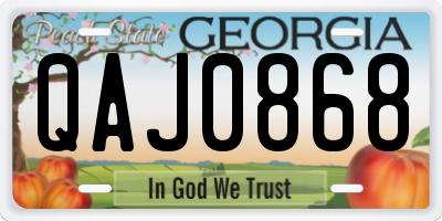 GA license plate QAJ0868