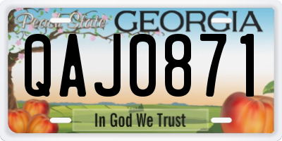 GA license plate QAJ0871