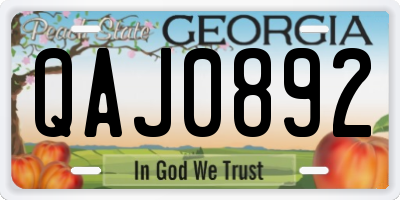GA license plate QAJ0892