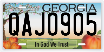 GA license plate QAJ0905