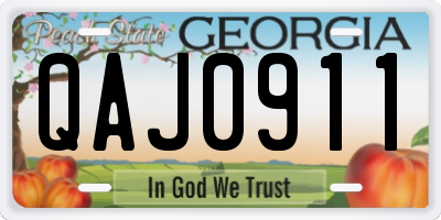 GA license plate QAJ0911