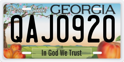 GA license plate QAJ0920