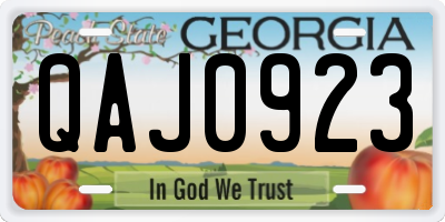 GA license plate QAJ0923