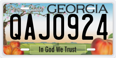 GA license plate QAJ0924