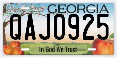 GA license plate QAJ0925