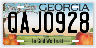 GA license plate QAJ0928