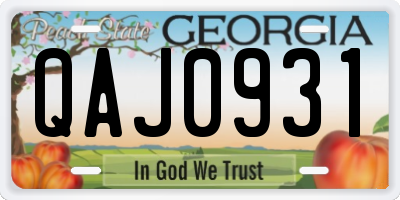 GA license plate QAJ0931