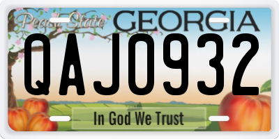 GA license plate QAJ0932