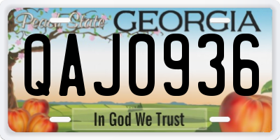 GA license plate QAJ0936