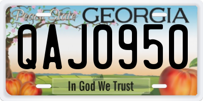 GA license plate QAJ0950